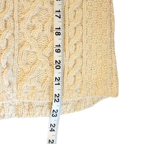Inis Crafts 100% Merino Wool Made in Ireland Cable Knit Zip Up Heavy Sweater M - Picture 13 of 14